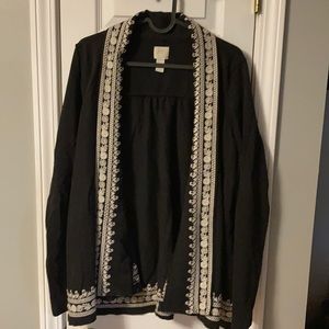 Lucky brand  black jacket with cream embroidery